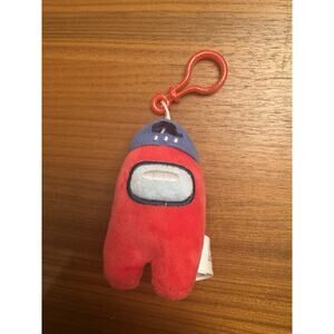 Among Us Red Cap Hat Crew Plush Stuffed Toy Keychain 3”